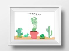 a cactus print with the words love grows here and two cacti on it