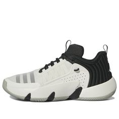 adidas Trae Unlimited Basketball Shoes 'White Black Grey' IF5609 Synthetic Lace-up Basketball Shoes For Light Sports, Adidas High-top Sneakers With Synthetic White Sole, Adidas High-top Sneakers With White Sole, Adidas High-top Synthetic Sneakers For Sports, Adidas Synthetic High-top Sneakers For Sports, Adidas Lace-up Synthetic Basketball Shoes, Adidas Synthetic Lace-up Basketball Shoes, Breathable Low-top Synthetic Basketball Shoes, Adidas High-top Basketball Shoes With White Sole