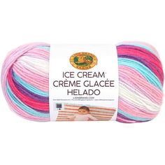 ice cream creme glacee helado yarn in pink, blue and white