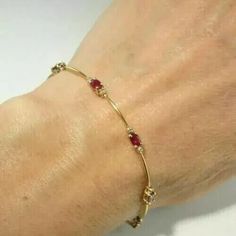 Man Made Diamonds, Womens Tennis, Fine Jewelry Bracelets, Red Ruby, Tennis Bracelet, Gold Yellow, Oval Cut, Bright White, Fashion Watches