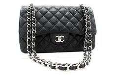 Chanel Classic Flap Black Leather Shoulder Bag (Pre-Owned) Black Leather Shoulder Bag, Chanel Model, Chain Shoulder Bag, Classic Flap, Silver Hardware, Chanel Classic Flap, Chanel Classic, Leather Shoulder Bag, Luxury Bags