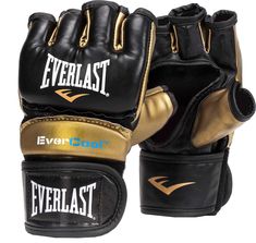 the everlast boxing gloves are black and gold