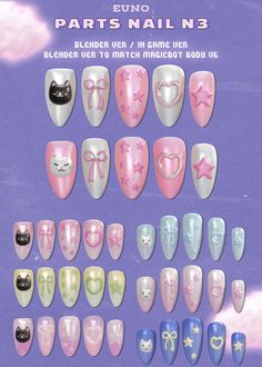 the nail art is designed to look like it has many different designs