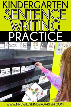 Looking for some ways to give your students kindergarten sentence writing practice? These activities are perfect to use in your kindergarten literacy centers, and will help students learn how to build sentences and eventually write their own. Kindergarten Sentences, Kindergarten Sentence Writing, Sentence Writing Practice, Build Sentences, Teaching Kids To Write