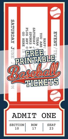 a ticket for the baseball game is shown in red, white and blue stripes with an image of a ball on it