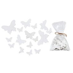 white butterflies in a bag on a white background