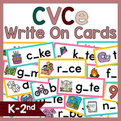 a poster with words and pictures on it that say cvc's write on cards