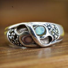 Size 6.5, vintage sterling 925 silver handmade band ring with abalone, stamped 925 Unique Stamped 925 Opal Promise Ring, Unique Opal Promise Ring Stamped 925, Vintage Moonstone Ring Stamped 925 For Anniversary, Vintage Stamped 925 Moonstone Ring For Anniversary, Vintage Silver Opal Promise Ring, Unique Open Ring Opal Stamped 925, Unique Stamped 925 Opal Open Ring, Handmade Silver Vintage Opal Ring, Unique Sterling Silver Stamped 925 Opal Open Ring