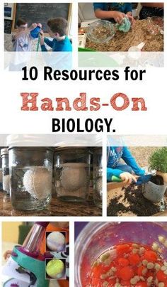 there are many pictures with words on them that say, 10 resources for hands - on biology