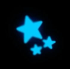 three stars are glowing in the dark on a cell phone screen, and one is blue