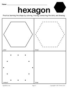 FREE Hexagon Shape Worksheet: Color, Trace, Connect, & Draw! Shapes Lessons, Daycare Themes, Kindergarten Math Worksheets Free, Learn Shapes, Shapes Kindergarten, Toddler Homeschool