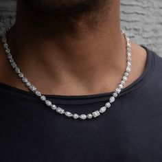 Introducing the Mixed Diamond Pave Chain in 14k White Gold. This eye-catching piece is sure to turn heads, featuring hand-set stones in a variety of shapes and sizes for maximum shine. The captivating design gives you an bold look that's great for any occasion—from everyday wear to special events. With its sleek and modern design, you’ll be sure to make an impression wherever you go! Pair it with the matching Mixed Diamond Pave Bracelet to create the perfect set. This product is guaranteed for l Forever Products, Pave Bracelet, Vermeil Jewelry, Custom Earrings, Pendant Bracelet, Drop Necklace, Chains For Men, Gold Design, Cz Stone