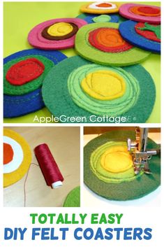 the instructions for how to make felt coasters with green cottage's totally easy diy felt coasters