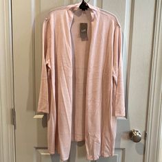 Lightweight Open Front Cardigan In Beautiful Blush Pink. From The Pure Jill Collection. Chic Pink Open Front Cardigan, Long Pink Cardigan For Layering, Chic Open Front Pink Cardigan, Pink Long Sleeve Cardigan For Daywear, Pink Open Front Sweater For Layering, Pink Long Sweater For Spring, Long Pink Sweater For Spring, Blush Cardigan, Lightweight Open Front Cardigan