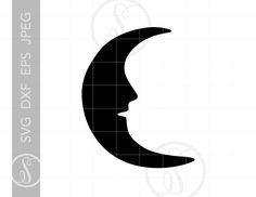 a black and white silhouette of the moon with its face cut out from it's side