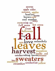 the word fall is written in many different languages, including words such as leaves and flowers