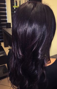 Purple Black Hair, Violet Hair Colors, Hair Color Plum, Dark Purple Hair, Dyed Hair Purple, Plum Hair, Colored Hair Tips, Violet Hair, Woman Hair