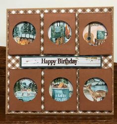 a birthday card with different pictures on it