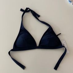 New! J Crew Navy Blue Triangle Bikini Top With Removable Pads Tie Neck And Clasp Back. Fits A/B Cup Size Next. Blue Triangle Halter Top With Adjustable Straps, Fitted Padded Blue Swimwear, Fitted Blue Padded Swimwear, Fitted Blue Halter Top With Adjustable Straps, Blue Padded Triangle Swimwear, Blue Halter Top With Adjustable Straps, B Cup, Cup Size, Tie Neck