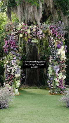 a garden with flowers and moss growing on it