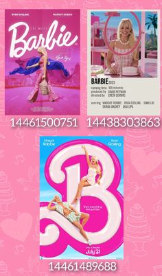 the barbie movie poster is displayed on a pink background