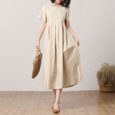 Summer Linen Dress for Women, Causal Midi Linen Dress, Plus Size Dress, Maternity Dress, Dress With Pockets, Custom Dress, Ylistyle C3283 - Etsy France Casual Natural Linen Dress, Beige Linen Dress Solid Color, Beige Linen Solid Color Dress, Solid Color Short Sleeve Maternity Summer Dress, Beige Linen Dress With Relaxed Fit For Spring, Solid Color Short Sleeve Maternity Dress For Summer, Beige Relaxed Fit Linen Dress For Spring, Summer Beige Maternity Dress, Beige Solid Color Cotton Dress