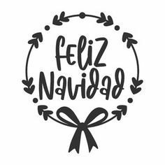 the phrase feliz navidba with a bow on it