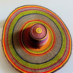 Beautiful Multi Color African Style Beach Extra Large Hat. Multicolor Flat Brim Sun Hat For Summer, Multicolor Woven Brimmed Straw Hat, Multicolor Flat Brim Summer Hat, Casual Multicolor Woven Panama Hat, Woven Multicolor Hats For Vacation, Multicolor Woven Hat For Vacation, Multicolor Handwoven Summer Hats, Handwoven Multicolor Summer Hats, Multicolor Woven Fedora Straw Hat