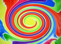 an abstract painting with multicolored circles