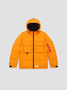 Muted Orange, Harsh Winter, Hooded Puffer Jacket, Winter Storm, Slate Blue, Red Ribbon, Puffer Jacket, Outerwear Jackets, Birthday Ideas