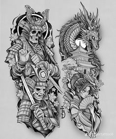 an image of two tattoo designs