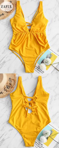 Shop The Largest Selection Of Women's Swimwear At ZAFUL.com. #ZAFUL #yellowswimsuit #beachwear #summerfashion Swimsuits One Piece, Pretty Bikinis