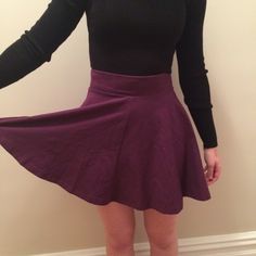 This Berry Colored Skirt Will Pair Well With Anything. Wear It With Sneakers, Sandals, Or Heels Depending On The Look You Want. Casual Purple Mini Skirt For Fall, Purple High Waist Stretch Skirt, High Waist Stretch Purple Skirt, Purple Stretch Flared Skirt, Purple Stretch High Waist Skirt, Stretch Purple Flared Skirt, Purple Mini Skirt For Fall, Casual Purple Flared Bottoms, Casual Purple Flared Skirt