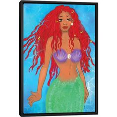 a painting of a mermaid with red hair