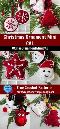 christmas ornament mini crochet pattern for xmas ornaments and tree decorations