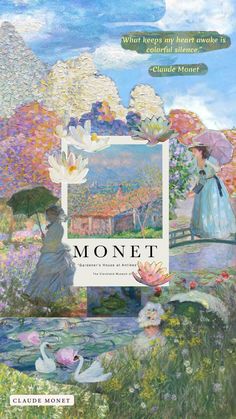 the cover of monet, with an image of a woman holding an umbrella