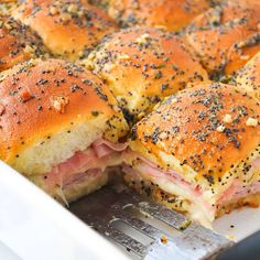 the ham and cheese sliders are ready to be served in the oven or on the grill