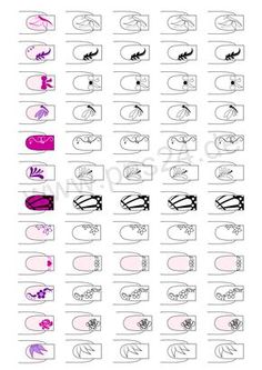 Free Printable Nail Art Practice Sheet, Easy Nail Art For Beginners, Nail Guide, Nail Template, Nail Tech School, Unghie Nail Art