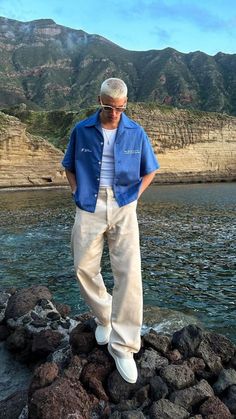 Men Linen Outfit Summer, Linen Outfit Summer, Summer Denim Outfits, Vacation Outfits Men, Linen Outfit, Gala Outfit, Breathable Clothes