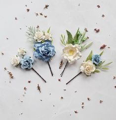 Hair pins made with paper flowers, faux greenery. This beautiful floral pins is a lovely accessory, perfect for a party, or wedding. Our stunning faux flowers look like the real. We was inspired by the nature. - color: blue, white - materials: paper flowers, artifical leaves I will be happy to answer your questions and help you make a choice. DELIVERY: please provide your phone number (by sending note to me after/when you make an purchase order ) for items delivery purpose. I really hope that yo Flower Hairpiece, Floral Pins, Bridal Hair Pins, Bridal Hair Pieces, Wedding Headpiece, Flower Pins, Blue Flower, Faux Flowers, White Flower