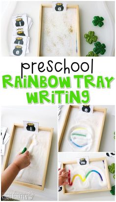 this is an image of preschool rainbow tray writing