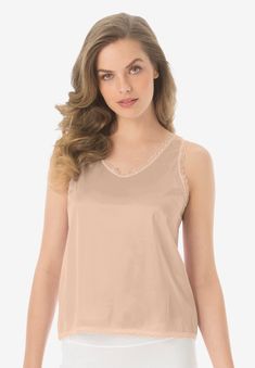 This lace-trimmed camisole is perfect to wear to bed or under your favorite knit tops for a smooth silhouette. An A-line shape gives you ample room to move Plus Size Camisoles, Swedish Fashion, Womens Camisoles, Ashley Graham, Lace Camisole, Plus Size Swimsuits, Swimsuits For All, Knit Tops, Plus Size Lingerie