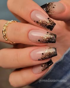 Gold Sparkle Nails, New Years Nails, Valentine Nails, Colorful Nails, Sparkle Nails, Nail Designs Glitter, New Year's Nails, Xmas Nails, Prom Nails