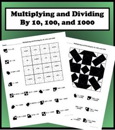 multiplying and dividing by 10, 100, and 1, 000 worksheet