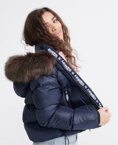 Superdry Sport Puffer Borg Crop Jacket - Women's Jackets and Coats Free Bag, Sports Women, Patch Logo