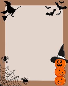 a halloween frame with pumpkins and bats