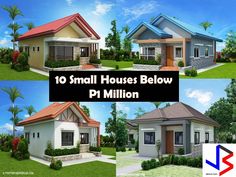 small houses below pi million in the middle of trees and grass, with text overlay that reads 10 small houses below p1 million