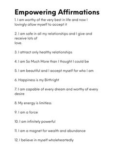 an affirmation poem with the words emporing affirmations on it