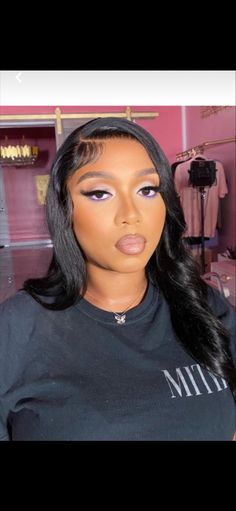 Soft Glam Makeup With Purple, Lavender Eye Makeup Black Women, Purple Makeup Looks For Black Women Prom, Purple Soft Beat Makeup, Homecoming Makeup Purple Dress, Lilac Makeup Black Women, Makeup Looks For Prom Purple Dress, Natural Makeup With Purple Eyeshadow, Purple Birthday Makeup For Black Women