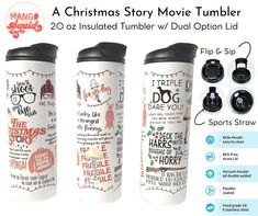 the christmas story movie tumbler is shown with instructions to make it look like they're